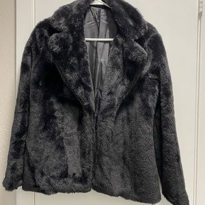 XS Black Faux Fur Coat